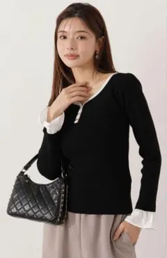 【新品】プロポーションボディドレッシング　異素材スリーブニット