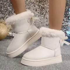 SHEIN ムートンブーツ 裏起毛 ショートブーツ ホワイト ブーツ ファー
