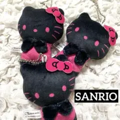 公式SANRIOキティ　キーホルダー　ぬいぐるみ　マスコット　黒　ピンク