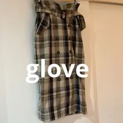 チェック柄タイトスカート ベルト付き