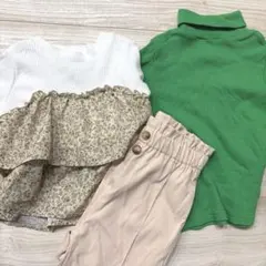 春服　まとめ売り　リブ　フリル　ズボン　3点セット