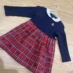 ミキハウス　ワンピース　ネイビー　襟　フォーマル　90cm 現行品　チェック