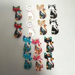 カラフル猫チャーム 14個セット