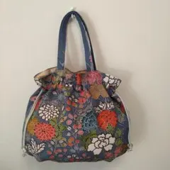 B614【着物リメイク】巾着型ハンドバッグ