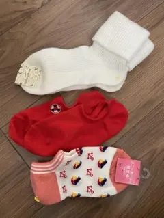 靴下セット（ホワイト・レッド・マリン柄） 新品未使用