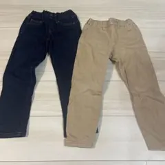 UNIQLO 110サイズ デニム・ベージュチノパンツセット
