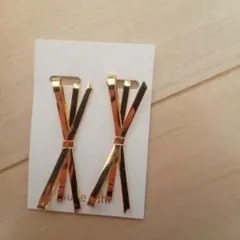 ゴールド リボン型ヘアピン 2個セット