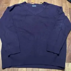 ダークパープル Vネック 長袖セーター　GU