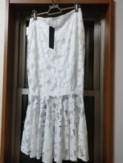 【新品】ホワイト系　総レース　マーメイド　ロングスカート　サイズL