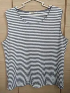 レディース　タンクトップ　グレー✕ホワイト　3L