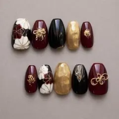 23 サイズオーダー ネイルチップ 和柄ネイル 成人式ネイル 前撮り ミラー