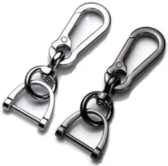 落下防止 ブラック シルバー カラビナ キーホルダー スマートキー 車 バイク