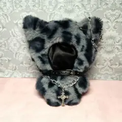 ぬい服 (ちびぐるみ)ブルーグレー豹柄