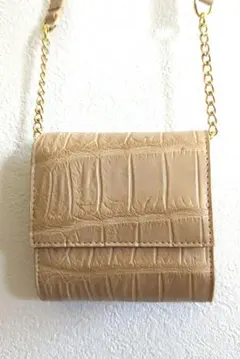 ミニバッグショルダー ポーチ　クロコダイル革 ベージュ（新品未使用）