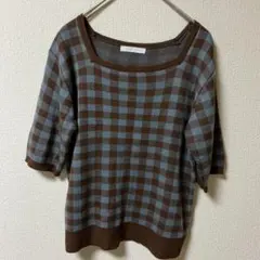 ehka sopo チェック柄 半袖ニットのサムネイル