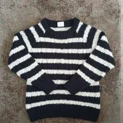 BREEZE　ボーダー ケーブル編みセーター　120cm