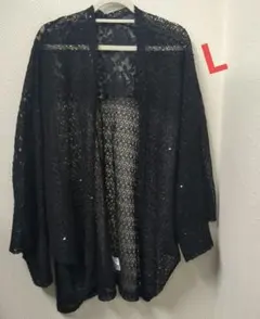 黒レース編みボレロカーディガンL