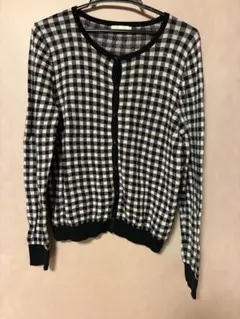 アースミュージック＆エコロジー　長袖カーディガン　ギンガムチェック　Lサイズ