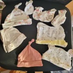 新生児用帽子5点とミトンセット