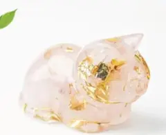 ラスト２点❤️天然石 猫オルゴナイト❤️開運 縁起物 置物 ❤️ローズクォーツ