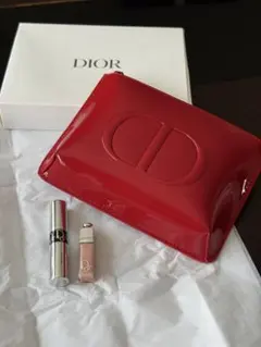 【ノベルティ】Dior  トライアルセット ポーチ付き Dior アイ＆リップ オファー トライアルセット レッドポーチ - メルカリ