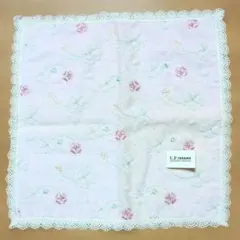 【新品未使用】U.P renoma タオルハンカチ ピンク 花柄 レース 可愛いのサムネイル