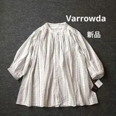 新品　Varrowda　バンドカラー　ワイドブラウス　大きいサイズ　ゆったり　綿