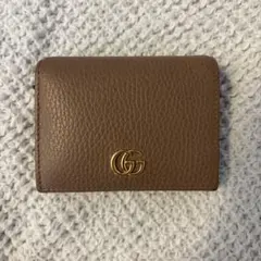 グッチ GGマーモント ブラウン　レザー コンパクトウォレット 二つ折り財布