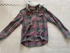 エクストララージ　フード付きチェック柄ネルシャツ Mサイズ