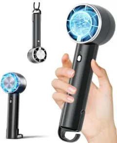 携帯型ハンディファン 冷却プレート付き　ブラック　扇風機