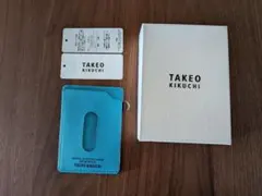 タケオキクチ TAKEO KIKUCHI 牛革 パスケース ブルー 新品