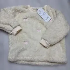 ◎新品 リボン 刺繍 ボア トレーナー 110 アイボリー