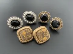 アンティーク調 ピアス 3点セット キャッチ欠品あり