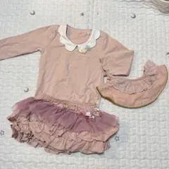 【70 長袖】パンパンチュチュ ロンパース　ブルマ　スタイ　セット