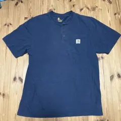 Carhartt ネイビー ヘンリーネック Tシャツ M