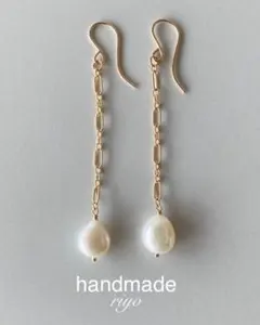 淡水バロックパール✱チェーンピアスorフープイヤリング