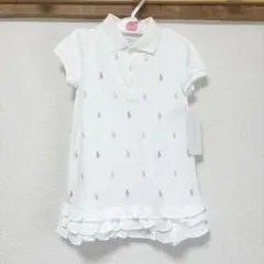 訳あり 新品未使用タグ付き ラルフローレン ロゴフリルワンピース 女の子 24m