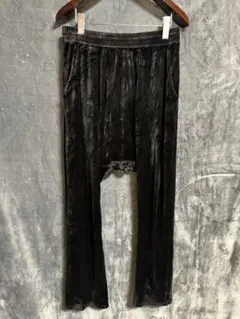 ブラック ベルベット サルエルパンツ