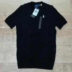 【新品正規品】POLO ラルフローレン ケーブルニット 半袖S ブラック黒