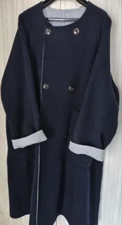 シップス　ネイビー ダブルブレスト ウールコート