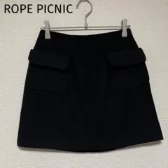 qq481 ロペピクニック/ウール混ミニスカート/ポケット/黒/秋冬