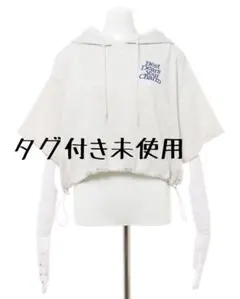 裾ドロストミニスウェットショート半袖パーカー