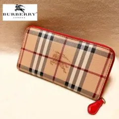 BURBERRY ノバチェック/ シャドーホース柄 PVC/レザー長財布