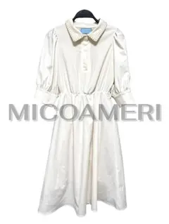 MICOAMERI 襟付き フレアワンピース ホワイト FREE 清楚 上品のサムネイル