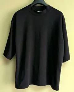 UNIQLO U エアリズムコットンオーバーサイズモックネックT黒５分袖