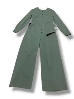 【美品】SHIPS カーキ 腰紐有 オールインワン ストレッチ有りのサムネイル