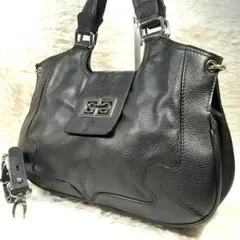 【美品】GHERARDINI 2way ショルダーバッグ オールレザー ブラック