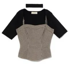 ANDMARY Nancy check set tops beige