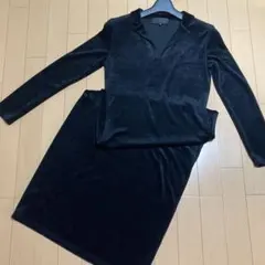 UNTITLED マキシワンピース 襟付き ブラック