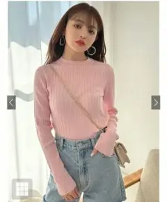 【最終値下げ】リブニットトップス[kz226] Lサイズ 長袖ニット グレー